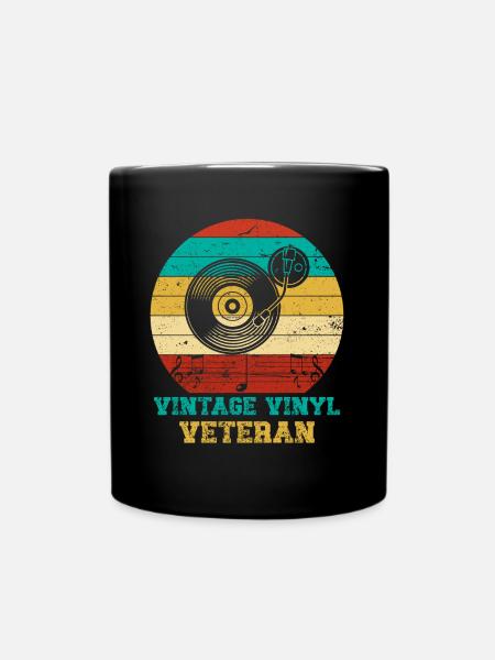 Retro Vinyl Sammlung Schallplatte Plattenspieler - Tasse einfarbig - Schwarz