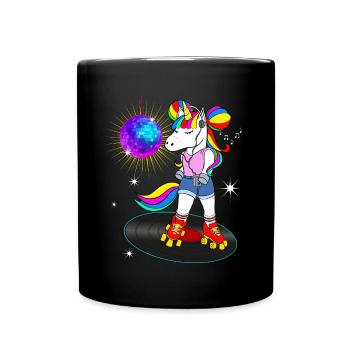 Kostümjahr 70 80 Vintage Einhorn Disco - Tasse einfarbig - Schwarz - Vorne