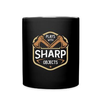 Axe Throwing Plays With Sharp Objects Double Ax - Tasse einfarbig - Schwarz - Vorne