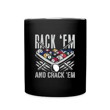 Cue Sports Rack 'Em And Crack Snooker Pool Player - Tasse einfarbig - Schwarz - Vorne