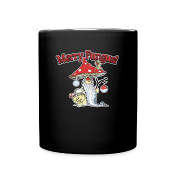 Pilzsammler Pilze Weihnachten Pilzzwerg - Tasse einfarbig - Schwarz - Vorne