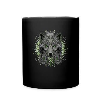 Wolf Wolf Und Eine Katze - Tasse einfarbig - Schwarz - Vorne