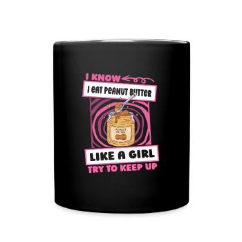 Erdnussbutter Mädchen - Tasse einfarbig - Schwarz - Vorne