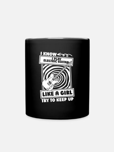 E Gitarre Elektrogitarre Mädchen - Tasse einfarbig - Schwarz