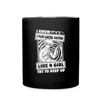 Metal Gitarre Rock Gitarrist Mädchen - Tasse einfarbig - Schwarz - Vorne