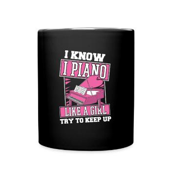 Pianiste Piano Fille Piano - Mug uni - noir - Devant
