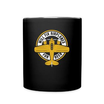 Airplane Mechanic Beer - Full Colour Mug - black - Front