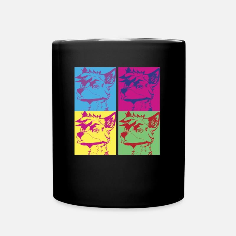 Furry Fandom Fursuits Pop Art - Full Colour Mug - black