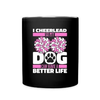 Cheerleader Cheerleading Hund - Tasse einfarbig - Schwarz - Vorne