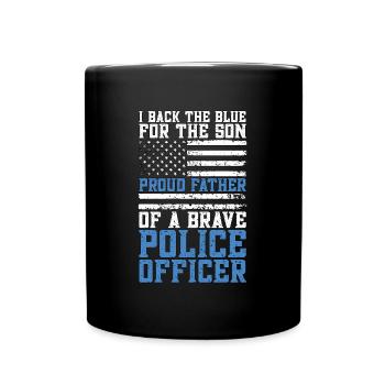 Un policier soutient le bleu pour les forces de l’ordre - Mug uni - noir - Devant