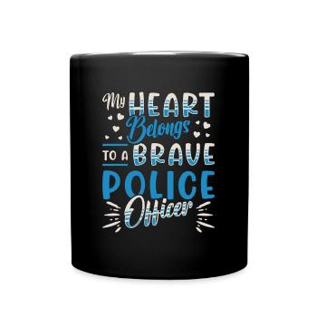 Policier Mon cœur appartient à un policier - Mug uni - noir - Devant