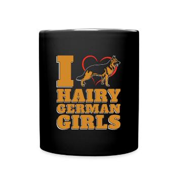 German Shepherd I Heart Hairy German Military Dogs - Tasse einfarbig - Schwarz - Vorne