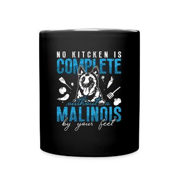 Belgian Malinois No Kitchen Is Complete Police Dog - Tasse einfarbig - Schwarz - Vorne