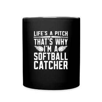 Softball Fänger - Tasse einfarbig - Schwarz - Vorne