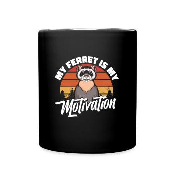 Frettchen Iltis Motivation - Tasse einfarbig - Schwarz - Vorne