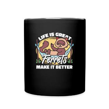 Frettchen Iltis Leben - Tasse einfarbig - Schwarz - Vorne