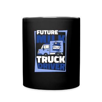 Camion de lait de vache Chauffeur de lait - Mug uni - noir - Devant