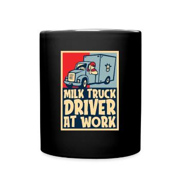 Cow Milk Driver Milk Truck - Full Colour Mug - black - Front