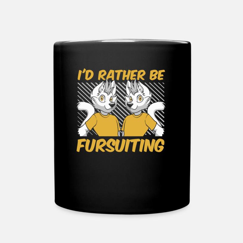 Furry Fandom Fursuits Humor - Full Colour Mug - black