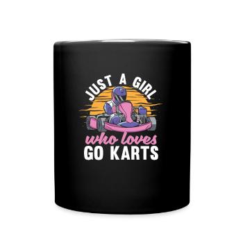 Go Kart Kartfahren Kartfahrer Mädchen - Tasse einfarbig - Schwarz - Vorne