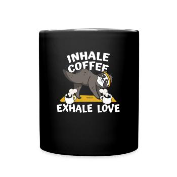 Faultier Kaffee Faultier Yoga - Tasse einfarbig - Schwarz - Vorne