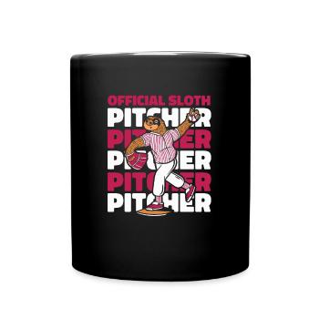 Faultier Krug Faultier Baseball - Tasse einfarbig - Schwarz - Vorne