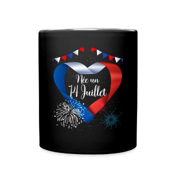 Anniversaire Femme Née 14 Juillet Fête Nationale - Mug uni - noir - Devant