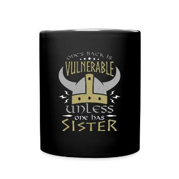 Norse Mythology One's Back Is Vulnerable Norse - Full Colour Mug - black - Front