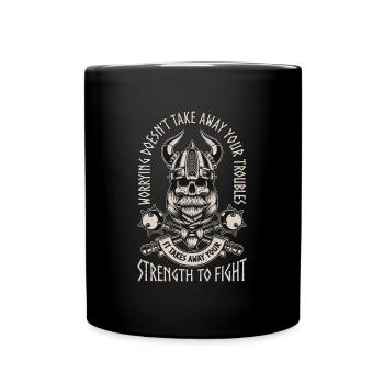 Norse Mythology Worrying Doesn't Take Viking Runes - Tasse einfarbig - Schwarz - Vorne