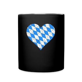 Bayern Herz Retro Look Vintage - Tasse einfarbig - Schwarz - Vorne