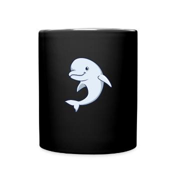 Kawaii Whale - Beluga - Full Colour Mug - black - Front
