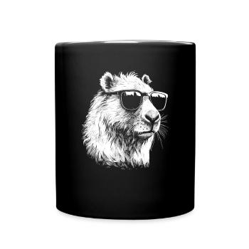 Capybara Wasserschwein retro Nagetier Tier lustig - Tasse einfarbig - Schwarz - Vorne