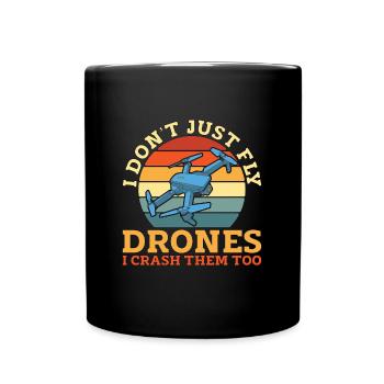 Course de drones Je ne fais pas que voler Retro Drone Fpv Race - Mug uni - noir - Devant