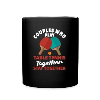 Tischtennis Pingpong Paar - Tasse einfarbig - Schwarz - Vorne