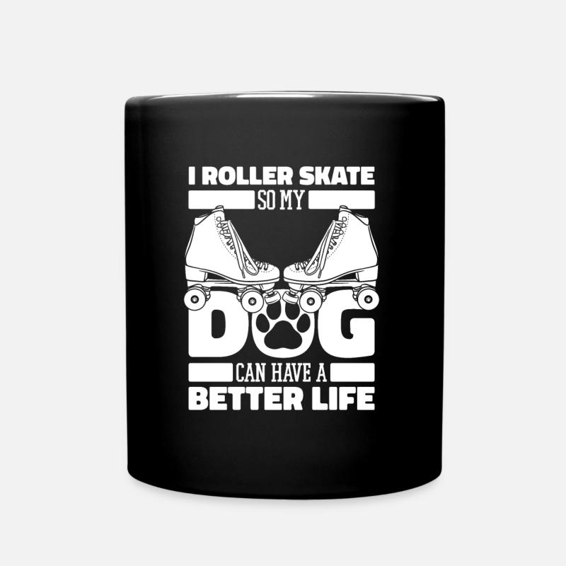 Rollschuhe Rollschuhlaufen Hund - Tasse einfarbig - Schwarz