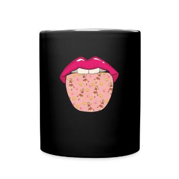 Cheerleader Cheerleading Zunge - Tasse einfarbig - Schwarz - Vorne