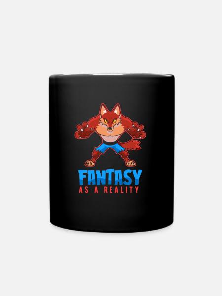 Furry Fandom Fursuits Fantasy - Full Colour Mug - black