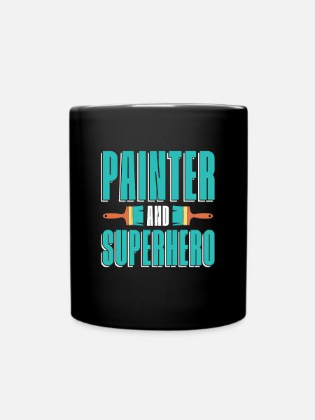 Le peintre et super-héros aime la peinture au pinceau - Mug uni - noir