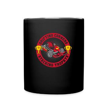Go Kart Kartfahren Kartfahrer Trophäe - Tasse einfarbig - Schwarz - Vorne