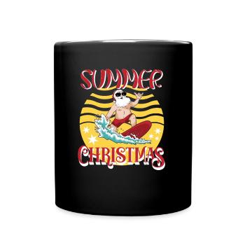 Été Noël Surf Père Noël - Mug uni - noir - Devant