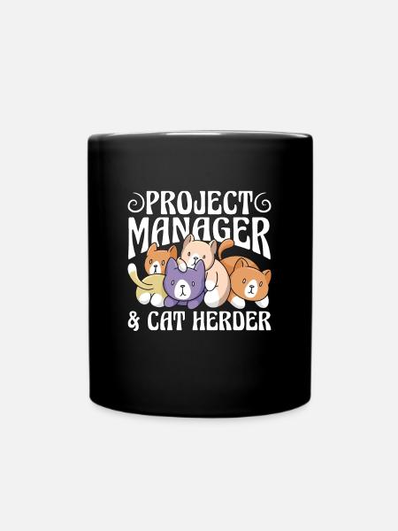 Prosjektleder & Cat Herder Management Project - Ensfarget kopp - svart