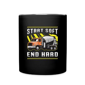 Finition de béton Début de construction dure à extrémité souple - Mug uni - noir - Devant