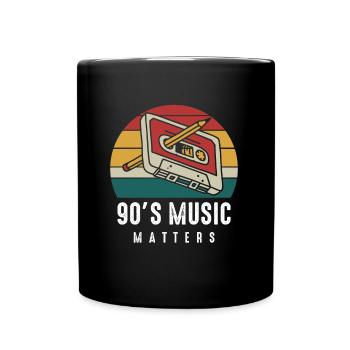 Neunziger Jahre Musik - Kassette mit Bleistift - Tasse einfarbig - Schwarz - Vorne
