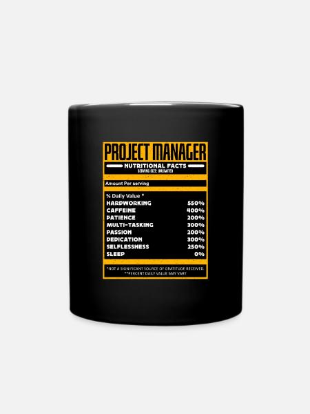Project Manager Nutrition Facts Loves Management - Full Colour Mug - black