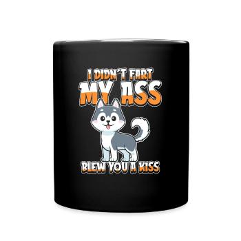 Wolf Funny I Didn't Fart My Butt Blew You A Kiss - Full Colour Mug - black - Front