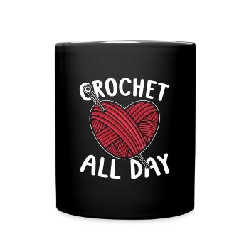 Crochet Crochet Toute la Journée Tricoter Crochet Amoureux - Mug uni - noir - Devant