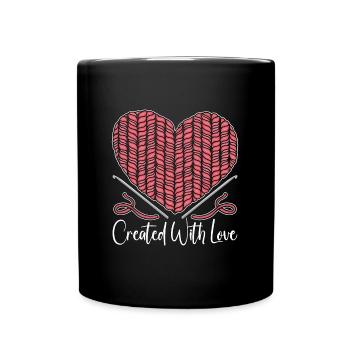 Crocheting Created With Love Sewing Crochet Lover - Full Colour Mug - black - Front