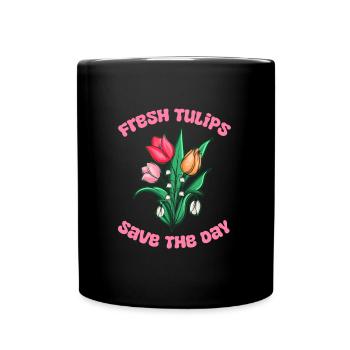 Tulpen Niedlich - Tasse einfarbig - Schwarz - Vorne