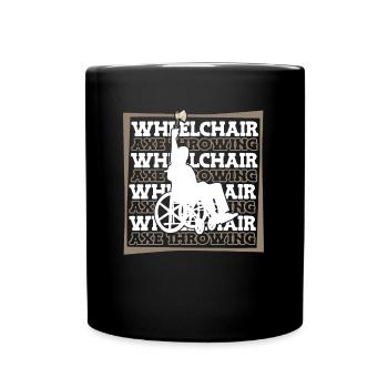 axe throwing axe thrower wheelchair - Full Colour Mug - black - Front