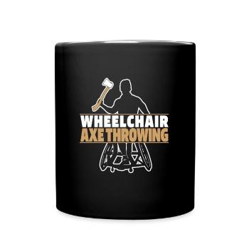 axe throwing axe thrower wheelchair - Full Colour Mug - black - Front